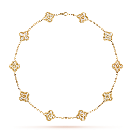 [Vera Jewelry]CLOVER 10 MOTIFS DIAMOND NECKLACE