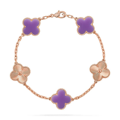 [Vera  Jewelry]LUCKY CLOVER 5-MOTIF BRACELET - LAVENDER COLLECTION