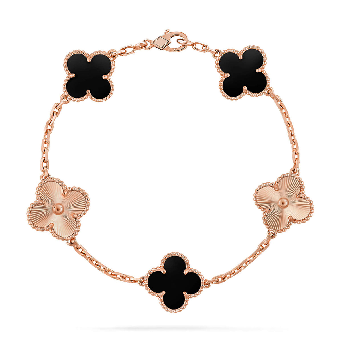 [Vera  Jewelry]LUCKY CLOVER 5-MOTIF BRACELET - BLACK OXNY COLLECTION