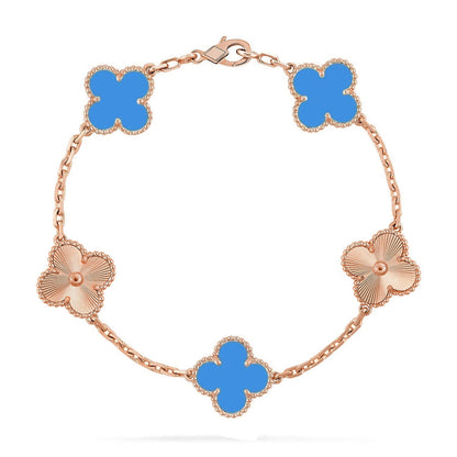 [Vera Jewelry] CLOVER 5 MOTIF BLUE AGATE BRACELET COLLECTION