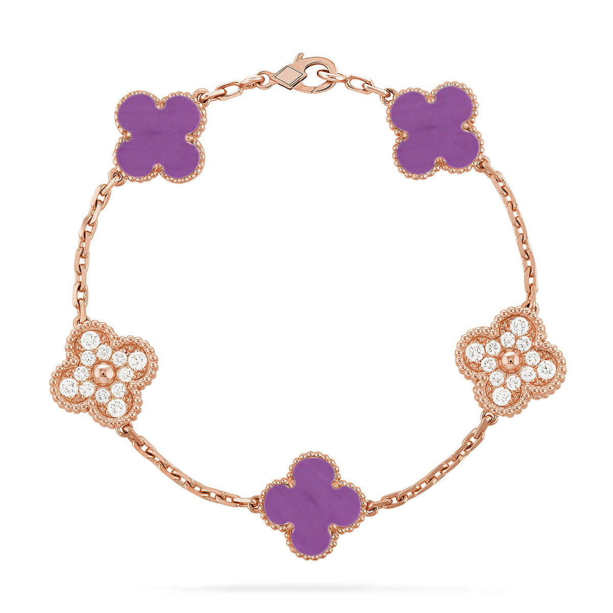 [Vera  Jewelry]LUCKY CLOVER 5-MOTIF BRACELET - VIOLET COLLECTION