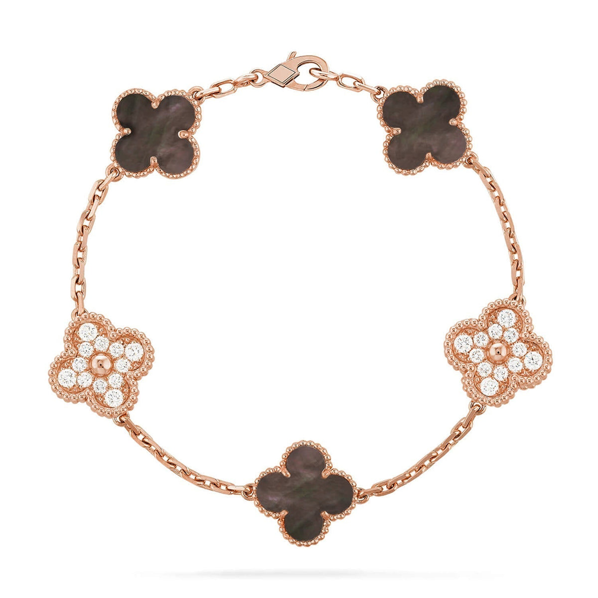 [Vera  Jewelry]LUCKY CLOVER 5-MOTIF BRACELET - GREY MOTHER-OF-PEARL COLLECTION