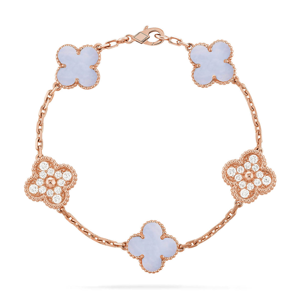 [Vera  Jewelry]LUCKY CLOVER 5-MOTIF BRACELET - PURPLE CHALCEDONY COLLECTION