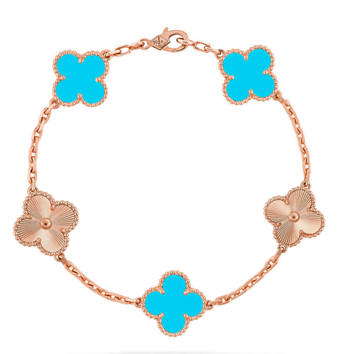 [Vera  Jewelry]LUCKY CLOVER 5-MOTIF BRACELET - TURQUOISE COLLECTION