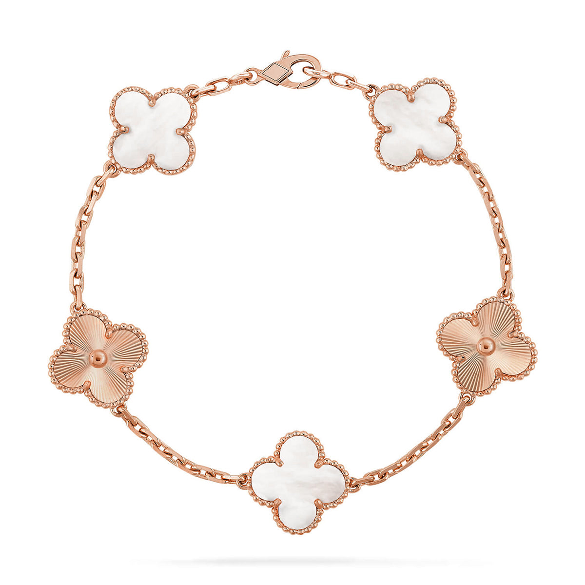 [Vera  Jewelry]LUCKY CLOVER 5-MOTIF BRACELET - WHITE MOTHER-OF-PEARL COLLECTION
