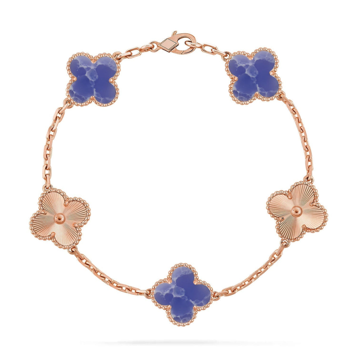 [Vera  Jewelry]LUCKY CLOVER 5-MOTIF BRACELET - BLUE LARIMAR COLLECTION