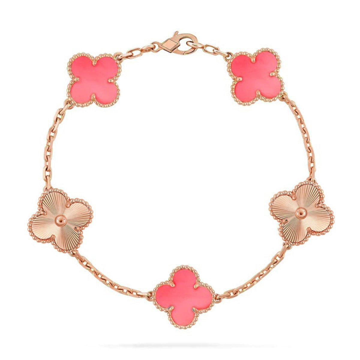 [Vera  Jewelry]LUCKY CLOVER 5-MOTIF BRACELET - PINK MOTHER-OF-PEARL COLLECTION