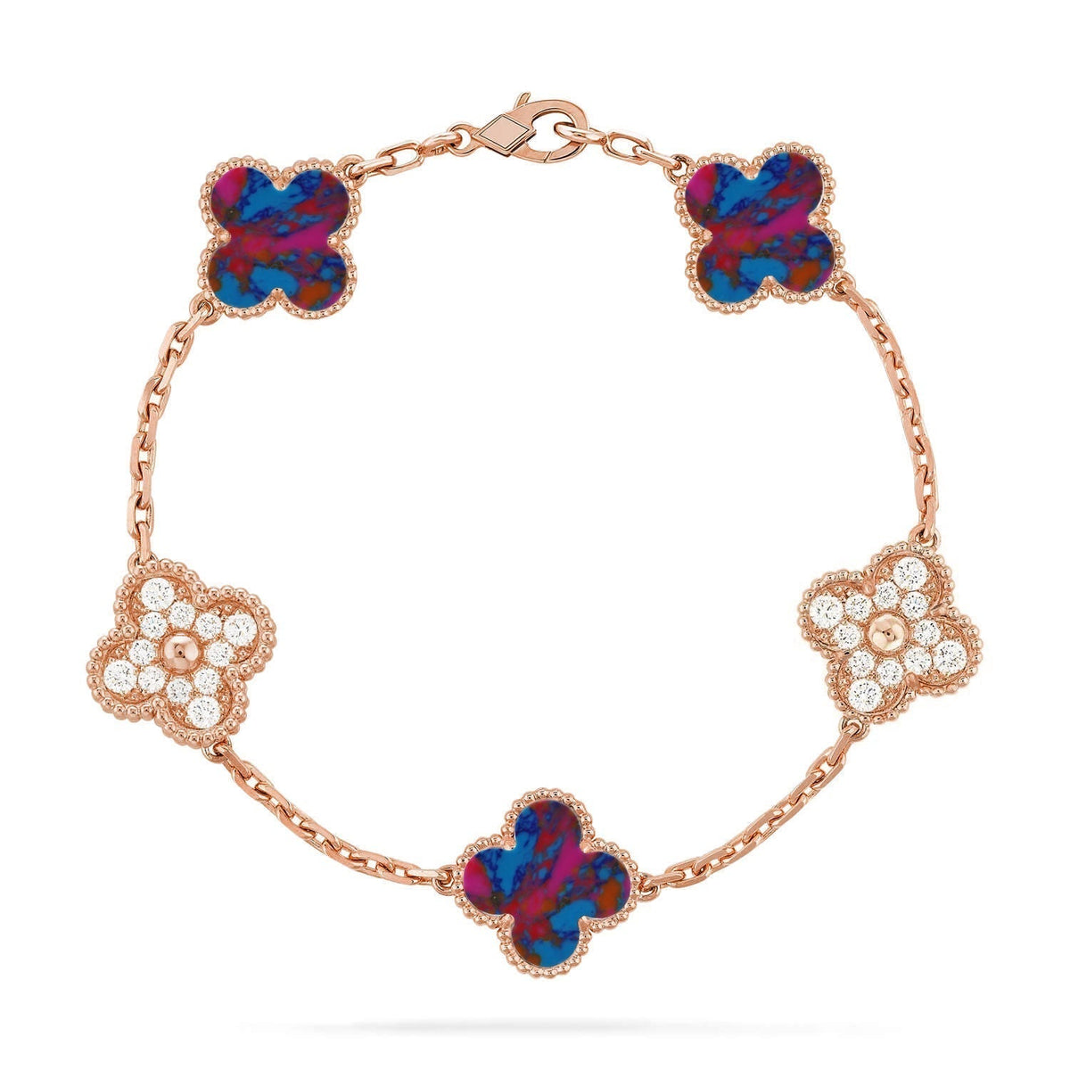 [Vera  Jewelry]LUCKY CLOVER 5-MOTIF BRACELET - MULTI-GEM COLLECTION