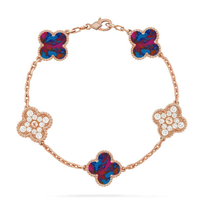 [Vera  Jewelry]LUCKY CLOVER 5-MOTIF BRACELET - MULTI-GEM COLLECTION