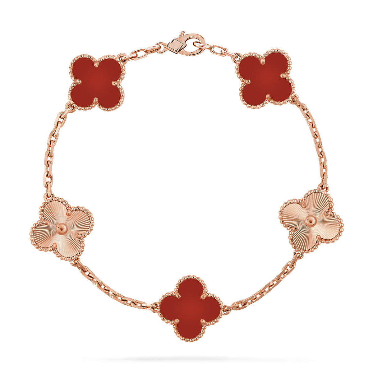 [Vera Jewelry] CLOVER 5 MOTIF RED CORNELIAN BRACELET COLLECTION