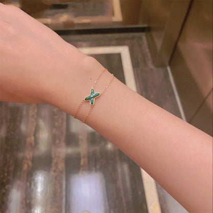 [Vera Jewelry]JEUX BRACELET MALACHITE PINK GOLD 1 DIAMOND