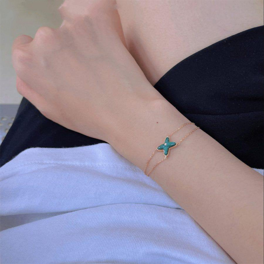 [Vera  Jewelry]JEUX BRACELET MALACHITE PINK GOLD 1 DIAMOND