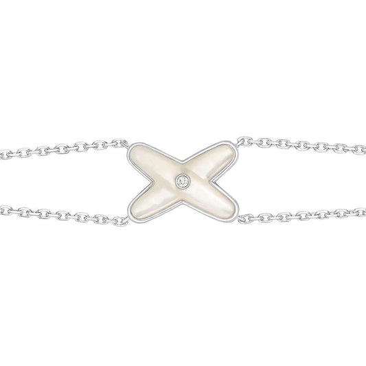 [Vera Jewelry]JEUX BRACELET WHITE MOP SILVER 1 DIAMOND