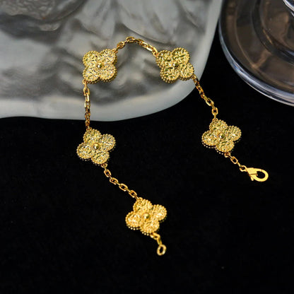 [Vera  Jewelry]LUCKY CLOVER 5-MOTIF BRACELET - BRONZING