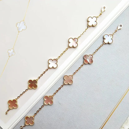 [Vera  Jewelry]LUCKY CLOVER 5-MOTIF BRACELET - PINK MOTHER-OF-PEARL COLLECTION