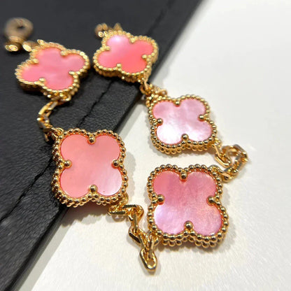 [Vera  Jewelry]LUCKY CLOVER 5-MOTIF BRACELET - PINK MOTHER-OF-PEARL COLLECTION