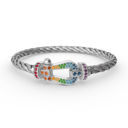 [Vera  Jewelry]FORC LARGE HORSESHOE  COLORED DIAMOND BRACELET SILVER