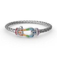 [Vera Jewelry]FORC LARGE HORSESHOE  COLORED DIAMOND BRACELET SILVER