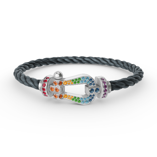 [Vera Jewelry]FORC LARGE HORSESHOE  COLORED DIAMOND BRACELET SILVER
