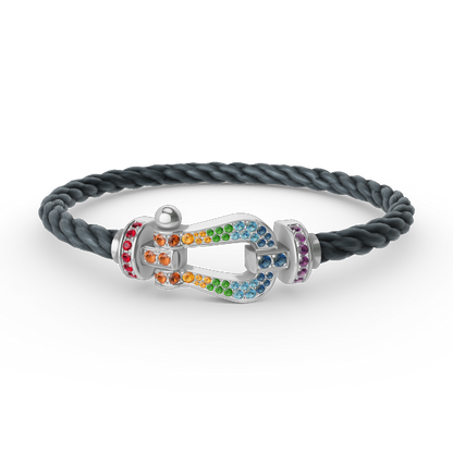 [Vera Jewelry]FORC LARGE HORSESHOE  COLORED DIAMOND BRACELET SILVER