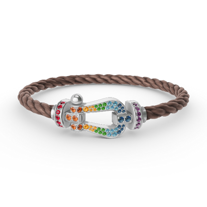 [Vera  Jewelry]FORC LARGE HORSESHOE  COLORED DIAMOND BRACELET SILVER