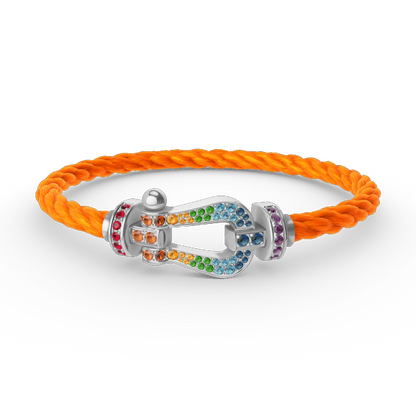 [Vera Jewelry]FORC LARGE HORSESHOE  COLORED DIAMOND BRACELET SILVER