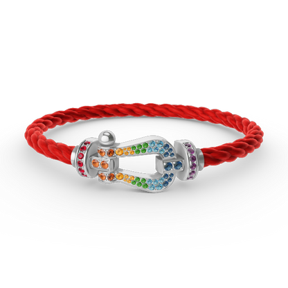 [Vera Jewelry]FORC LARGE HORSESHOE  COLORED DIAMOND BRACELET SILVER