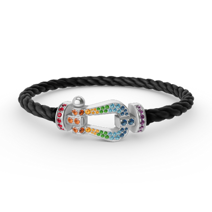 [Vera Jewelry]FORC LARGE HORSESHOE  COLORED DIAMOND BRACELET SILVER
