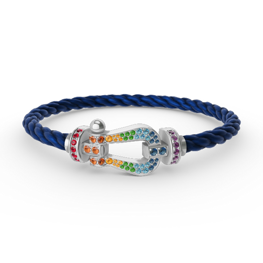 [Vera Jewelry]FORC LARGE HORSESHOE  COLORED DIAMOND BRACELET SILVER