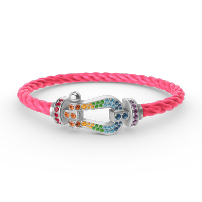 [Vera Jewelry]FORC LARGE HORSESHOE  COLORED DIAMOND BRACELET SILVER