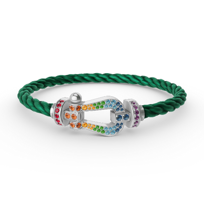 [Vera Jewelry]FORC LARGE HORSESHOE  COLORED DIAMOND BRACELET SILVER