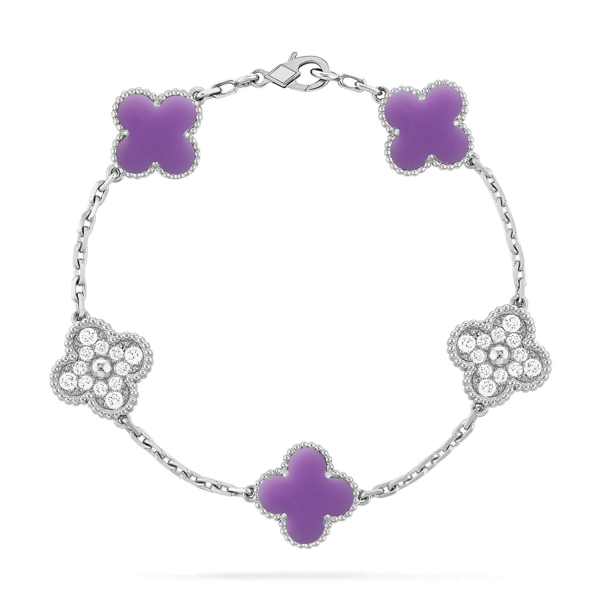 [Vera Jewelry] クローバー 5モチーフ ライトパープル ブレスレット コレクション