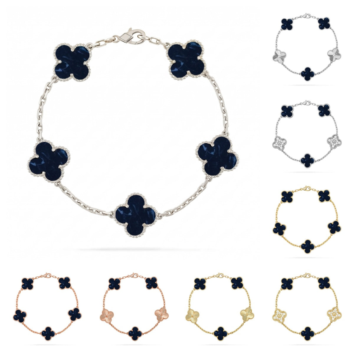 [Vera  Jewelry]LUCKY CLOVER 5-MOTIF BRACELET - PIETERSITE COLLECTION