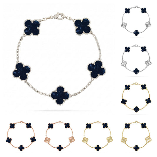[Vera  Jewelry]LUCKY CLOVER 5-MOTIF BRACELET - PIETERSITE COLLECTION