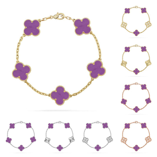 [Vera  Jewelry]LUCKY CLOVER 5-MOTIF BRACELET - VIOLET COLLECTION