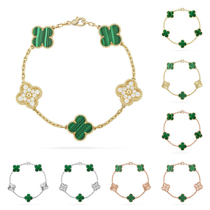 [Vera Jewelry] クローバー 5モチーフ マラカイト ブレスレット コレクション