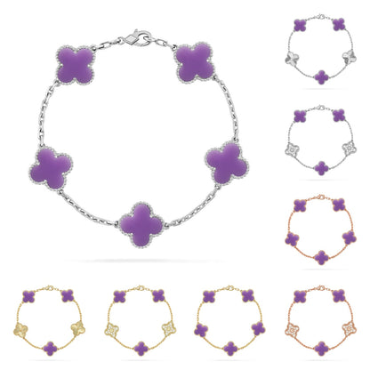 [Vera  Jewelry]LUCKY CLOVER 5-MOTIF BRACELET - LAVENDER COLLECTION