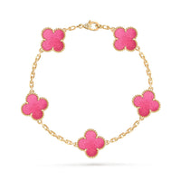 [Vera  Jewelry]NEW CLOVER 5 MOTIFS PINK ENAMEL BRACELET