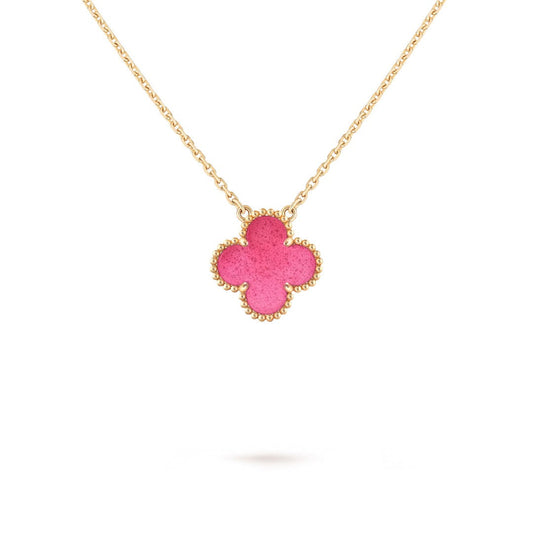 [Vera  Jewelry] Vera  Jewelry CLOVER 15MM PINK ENAMEL NECKLACE