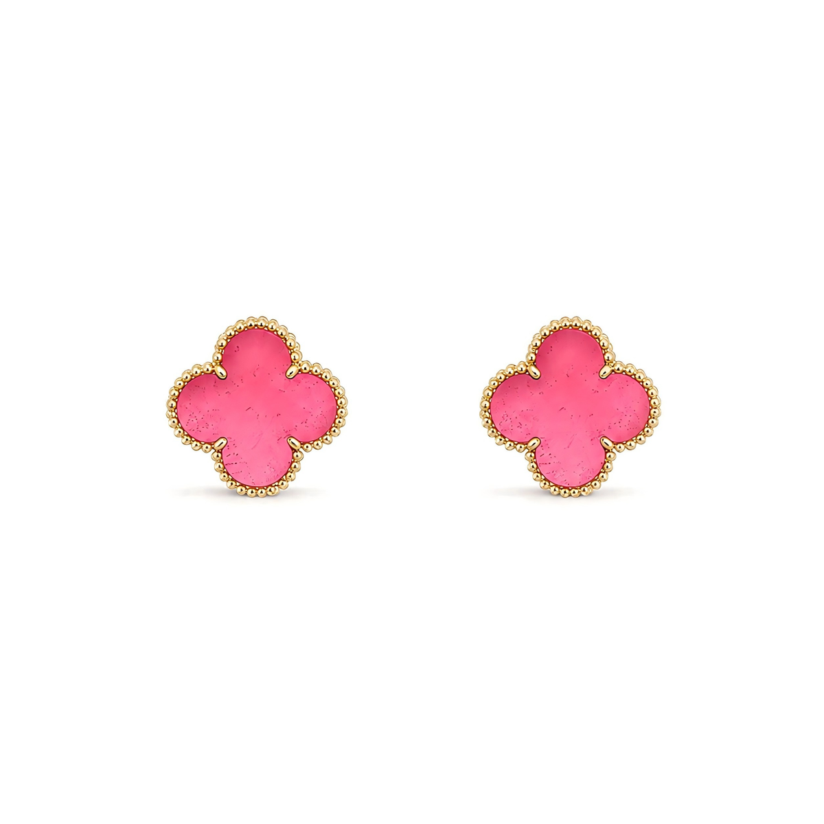 [Vera  Jewelry]Vera  Jewelry CLOVER 15MM PINK ENAMEL STUD EARRINGS