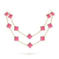 [Vera  Jewelry] NEW CLOVER 20 MOTIFS PINK ENAMEL NECKLACE