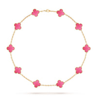 [Vera  Jewelry]NEW CLOVER 10 MOTIFS PINK ENAMEL NECKLACE