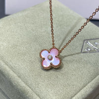 [Vera Jewelry]CLOVER 15MM DIAMOND PINK MOP NECKLACE
