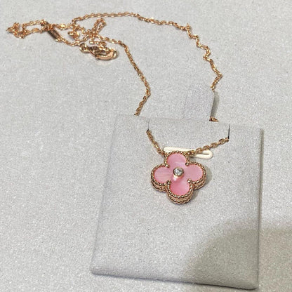 [Vera  Jewelry]CLOVER 15MM DIAMOND PINK MOP NECKLACE