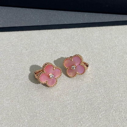 [Vera  Jewelry]CLOVER MEDIUM 1 DIAMOND PINK EARRINGS