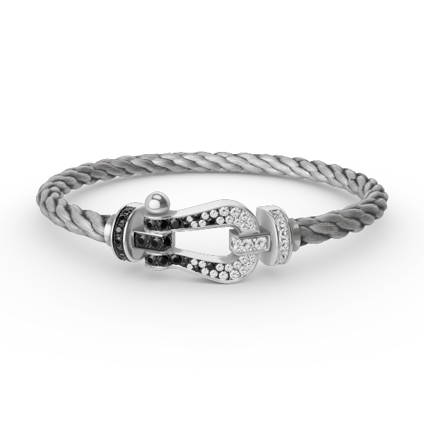 [Vera  Jewelry]FORCE LARGE HORSESHOE BLACK WHITE DIAMOND BRACELET SILVER