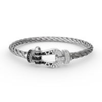 [Vera Jewelry]FORCE LARGE HORSESHOE BLACK WHITE DIAMOND BRACELET SILVER