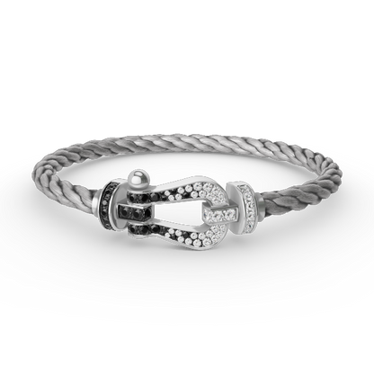 [Vera Jewelry]FORCE LARGE HORSESHOE BLACK WHITE DIAMOND BRACELET SILVER