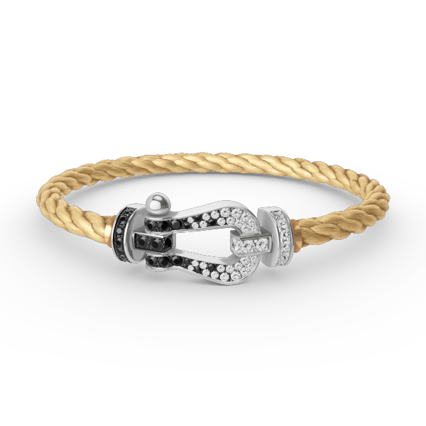 [Vera  Jewelry]FORCE LARGE HORSESHOE BLACK WHITE DIAMOND BRACELET SILVER