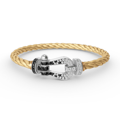 [Vera Jewelry]FORCE LARGE HORSESHOE BLACK WHITE DIAMOND BRACELET SILVER
